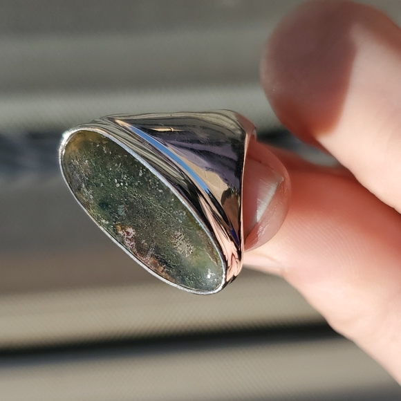 New Men's Indian Moss Agate 925 Silver Ring. - Picture 13 of 13